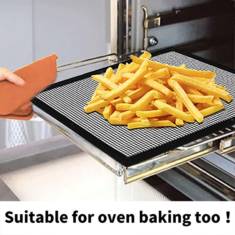 VCHOMY Grill Mesh Mat Set of 3 - Heavy Duty BBQ Non-stick Cooking Sheet Liners Reusable Teflon Barbecue Grilling Net for Outdoor Smoker, Pellet, Gas, Charcoal Grills - 11.8x13.8 - Image 5